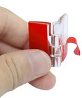 12 Pack Clear Acrylic Hinges 30x35mm Invisible Self Adhesive Hinge Kit for Aquarium Lids Close-Up in Hand