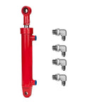 2x6 Hydraulic Cylinder Double Acting Welded Heavy Duty 3 Ton Unit, Two Inch Bore, Six Inch Stroke, fittings shown