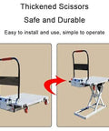 Heavy Duty Hydraulic Scissor Lift Table With Smooth Rolling Casters And One Button No Sweat Height Adjustment Up To Eighty Six Cm in standing and lowered positions.