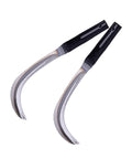 Close-up of two mowing sickles from the 10 Piece All In One Mowing Sickle Set With Rustproof Harvesting Tools For Gardening And Weeding