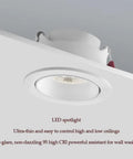 14 Pack White Led Retrofit Can Lights With No Fuss Anti Glare Baffle Trims, ultra-thin LED spotlight in ceiling, perfect for wall washing.