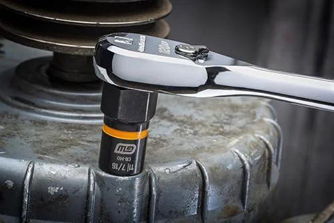 Seven Piece Metric Bolt Biter Extraction Socket Set With One Quarter And Three Eighths Inch Drive Bidirectional for damaged fasteners on machinery