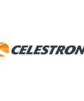 Celestron logo featuring the Celestron brand name with orange crescent emblem
