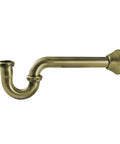Durable Solid Brass Kitchen P Trap In Antique Brass Finish With Bell Flange And Easy Install One And One Quarter Inch Inlet Trimmable About Twelve And Seven Eighths Inches Long Tarnish Resistant.