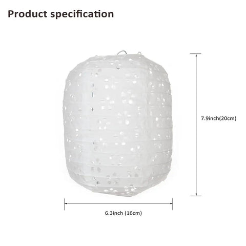 Ten Pack White Paper Lanterns 6.3 Inch Oval Hollow Hanging Lanterns For Chinese Japanese Style Festive Decor Indoor Outdoor