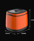 Portable Countertop Ice Maker Machine Rapid Six Minute Freeze boosts weekend crews with dimensions in orange and black color.