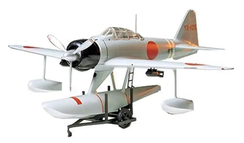 One Forty Eighth Scale Japanese Navy Seaplane Fighter A6M2N Type 2 Floatplane Rufe Model Kit With Sixty Parts In Light Gray And Clear