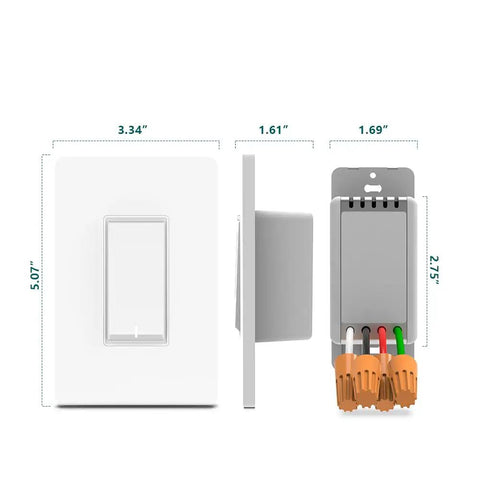 Single Pole Smart Light Switch With Neutral Wire Required 2.4GHz WiFi Works With Alexa And Google Home Schedule Remote Control Easy