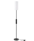 Tall Minimalist Floor Lamp for Living Room and Office With White Fabric Lampshade, Industrial Black Pole, 65 Inch Standing Light