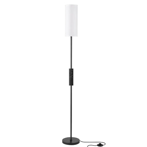 Tall Minimalist Floor Lamp for Living Room and Office With White Fabric Lampshade, Industrial Black Pole, 65 Inch Standing Light