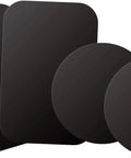 Street Tested Metal Plates For Magnetic Phone Mounts 4 Pack With Heavy Duty Adhesive in matte black, featuring rectangular and circular shapes.