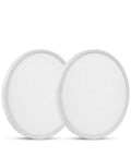 18W Ultra Thin Flush Mount LED Ceiling Light 8.9 Inch 6500K Daylight White, 2 Pack, front view of round white ceiling lights