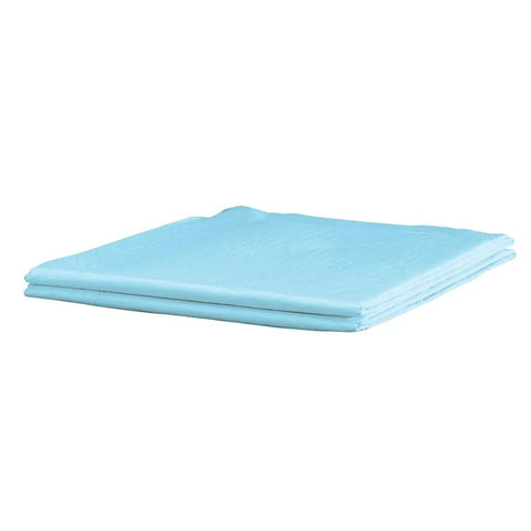 Straight Up Reliable Disposable Underpads For Adults Super Absorbent Leak Proof Incontinence Bed Pads folded in light blue.