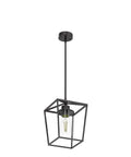 Black Farmhouse Kitchen Island Pendant Light With Metal Cage And Clear Glass Shade Giving Off Cozy Warm Vibes Over Dining Table Entryway Hallway Or Foyer