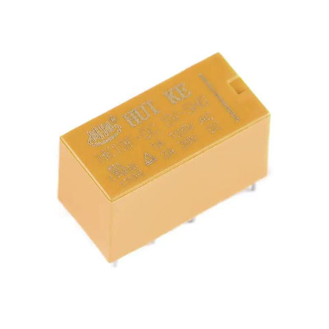 5V DC Coil DPDT Signal Relay from 10 Pack Dope Choice For General Purpose Use, 8 Pin, side view, yellow rectangular casing