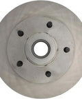 Front view of Centric 121.67009 C-Tek automotive brake rotor with center bore and five lug holes.