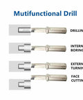 Front view of 1pc multifunctional CNC lathe drill tool with U-drill tip for drilling, boring, turning, face cutting