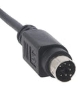 Close-up of Premium Black Male To Female Round Port Extension Cord featuring solid nickel contacts and copper core.