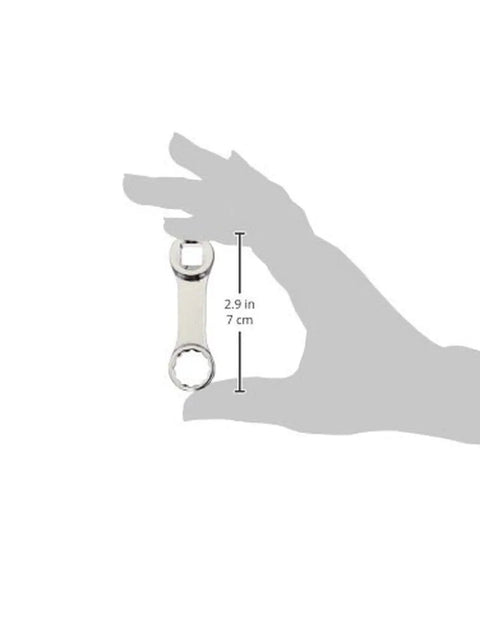 Pro-Grade Three-Eighths-Inch Drive Torque Adapter with Nine-Sixteen-Inch Opening shown with hand for scale