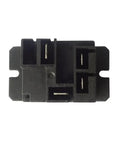 12V DC General Purpose Power Relay 30A 250VAC Rating, Single Pole Normally Open viewed from top with black housing and quick terminals