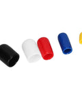 Color-coded PVC caps in black, white, red, blue, yellow from 20 Piece PVC Vacuum Cap And Plug Kit With 1/8, 3/16, 1/4, 3/8, 5/16 Inch End Caps