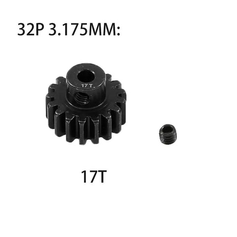 Steel 3.175mm Pinion Gear Set 17T 32P with Screw for 1/10 RC Crawlers, Compatible with Traxxas Arrma HSP HPI AXIAL Tamiya LOSI