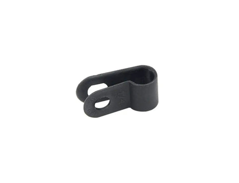 1/4 inch black nylon cable clamp from 200 Piece 1/4 Inch Nylon Cable Clamps Assortment Kit, R-Type Clips, Black Plastic Wire Fasteners