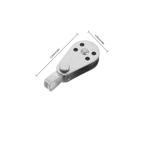 Heavy Duty Marine Pulley Blocks Four Pack With Stainless Steel Bearings for kayak hoist and sailing rigging rope pulleys, side view.