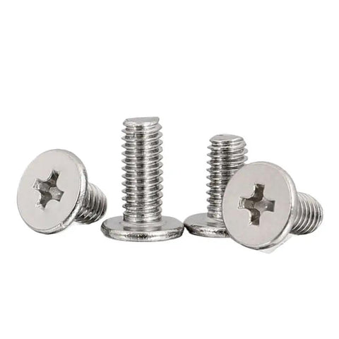 Hardcore 304 Stainless Steel Cross Wafer Head Screws And Bolt Kit showing four screws with a smooth finish and cross recessed heads.