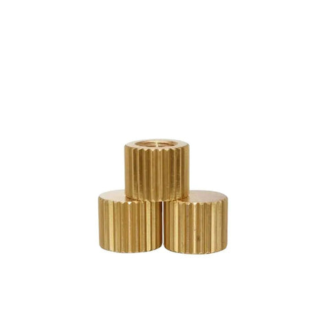 Brass Threaded Insert Knurled Nuts With Straight Knurl for Easy Hand Tightening Through Hole View