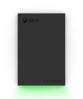 Front view of Game Drive For Xbox For Gamers 5TB External Hard Drive USB 3.2 Gen 1 Portable HDD Black with built-in green LED bar.