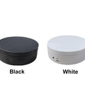 Emvanv Electric Rotating Display Turntable 360 Auto Spin Platform For Product Photos Black and White color options showcased.