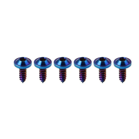 Six Pcs M5 By 15mm Titanium Alloy Self Tapping Bolts Torx Head With Burn Blue Finish For BMW Harley Honda Ducati Universal Motorcycle Applications And Truss Fasteners