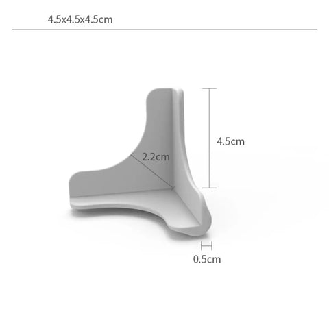 Silicone Corner Protectors for Furniture and Desks, Soft Edge Guards That Are Wear Resistant and Easy to Remove, dimensions shown.