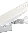 Fold Down Camper Latch And Catch In White That Works Like A Charm Powder Coated Steel Build Direct Replacement Mounting Screws Included Durable RV Latch Hardware With Lifetime Warranty viewed from side