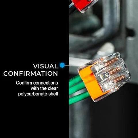 Ideal Electrical in-Sure 3-Port push-in wire connector, orange color-coded for solid/stranded wires, bag of 100.