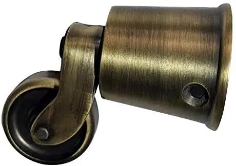Solid Brass Round Casters Four Pack Antique Brass Finish Heavy Duty Rollers with smoothly gliding wheel for furniture.