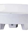 BA141 18 Inch Round Ceramic Above Mount Bathroom Basin With Single Hole Faucet Setup And Rear Center Drain