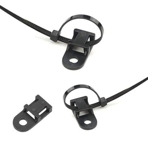 60 Piece Cable Zip Tie Mounts Kit With 6 Inch Black Zip Ties and Base Clamps for DIY Cable Management