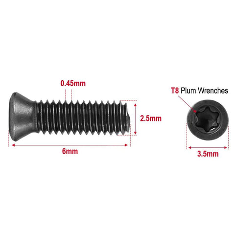 Thirty Pack M2.5 X 6mm Grade 12.9 High Tensile Torx Screws Tank Strong Black Oxide Alloy Steel Fasteners dimensions and detail view