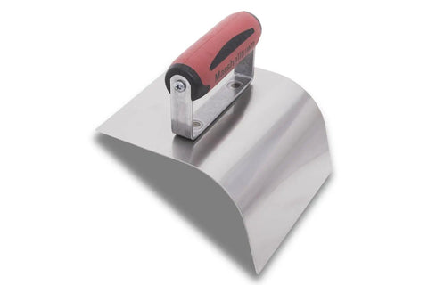 Concrete Curb Hand Tool With 6 Inch Wide Blade, 3 1/2 Inch Face, 104 Degree Angle, Heavy Gauge Stainless Steel, DuraSoft Handle