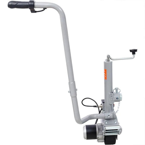 Heavy Duty Electric Trailer Dolly, 5000 Lb Towing Capacity, with swivel jack and ergonomic handle for easy setup.