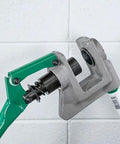 One Stroke Manual Metal Stud Punch Tool 1-11/32 Inch with aluminum head and contoured handle in action on steel stud.