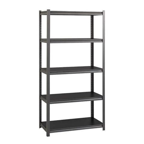 Bulletproof 3200 Lb Riveted Metal Shelving Unit 72 X 36 X 18 Inches Heavy Duty Steel Frame With Black Laminate Shelves Gunmetal Gray Finish Built Like A Tank For Garage Storage