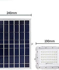 Badass Solar Led Flood Light With Advanced Motion Sensor IP66 Waterproof Outdoor Security Fixture Tough As Nails Die Cast Aluminum Build For Fences And Patios Super Bright Daylight White dimensions with solar panel and light unit.
