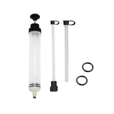No Fuss Heavy Duty 500cc Car Fluid Extractor Pump With Flexible Hose For Dual Purpose Slick Auto Oil Drain And Transmission Vacuum Suction Kit Universal Black with reservoir and hoses displayed
