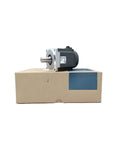 CHUNYE servo drive motor HG-KR73J, front view, gray/black body with silver shaft on a cardboard box