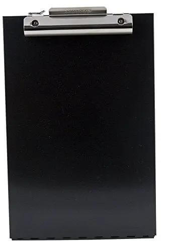 Front view of Black Dual Layer Metal Clipboard Folio with Storage for Letter Size Papers, Privacy Nursing Clipboard