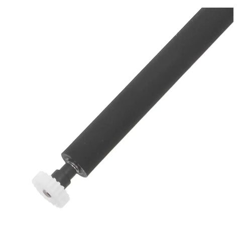 Plastic Bearing Roller Pinch Feed Shaft For Barcode Label Printer Replacement Part showing black roller with white gear end.