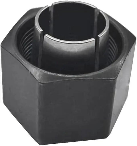 Half Inch Router Collet And Nut Set, 12.7mm Self-Releasing Design, 2 Pack, close-up view of collet and nut